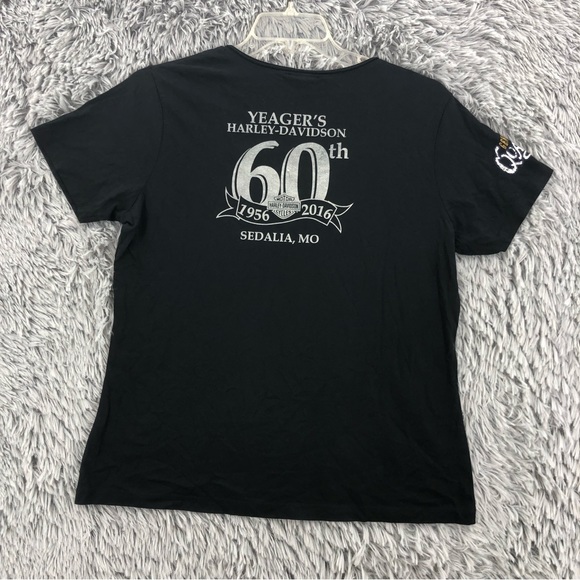 Harley Davidson Tshirt Womens XL Spellout Wing Live Free Ride Free Black Shirt - Picture 5 of 9